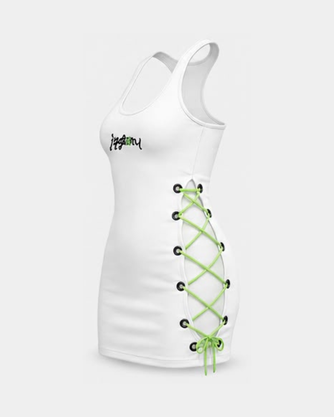 Laced Up Tank Top Dress - White/Green