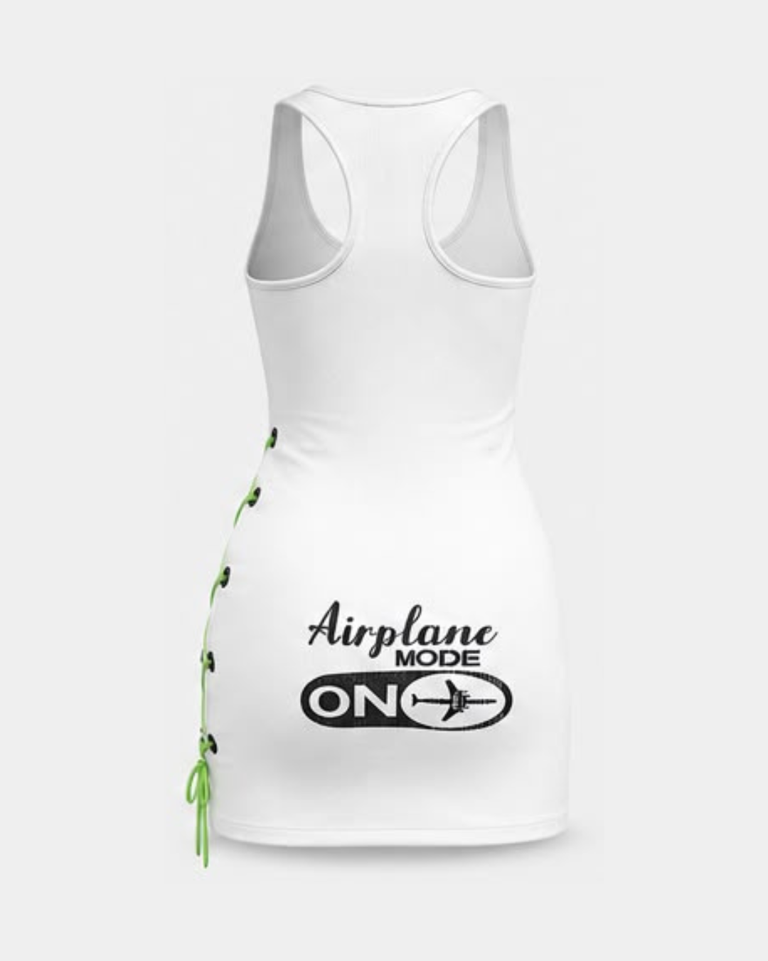 Laced Up Tank Top Dress - White/Green