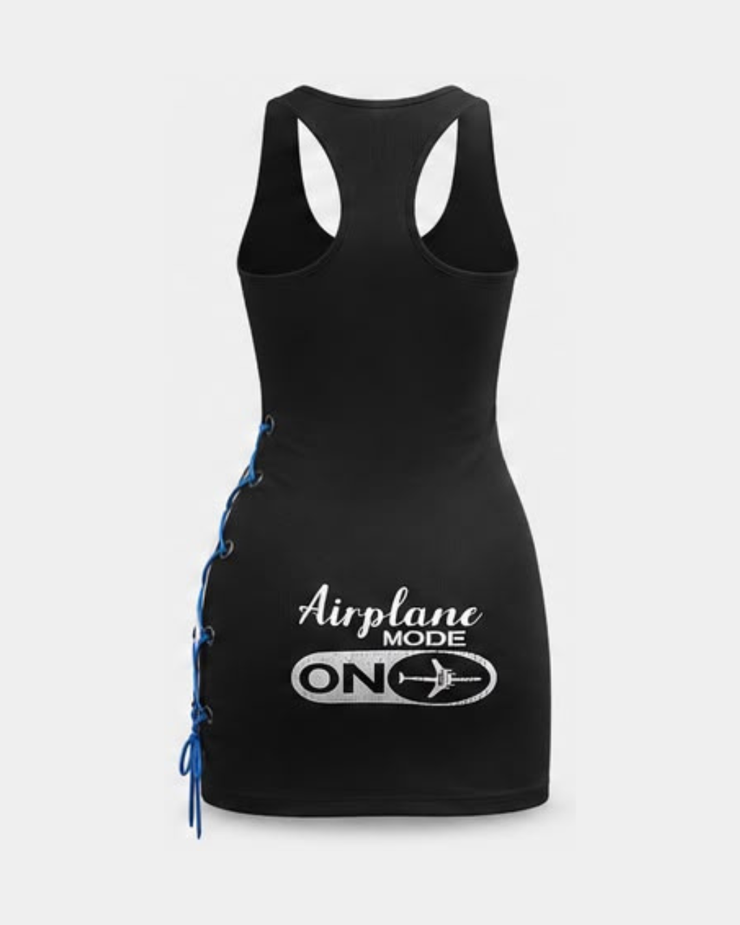 Laced Up Tank Top Dress - Black/Blue
