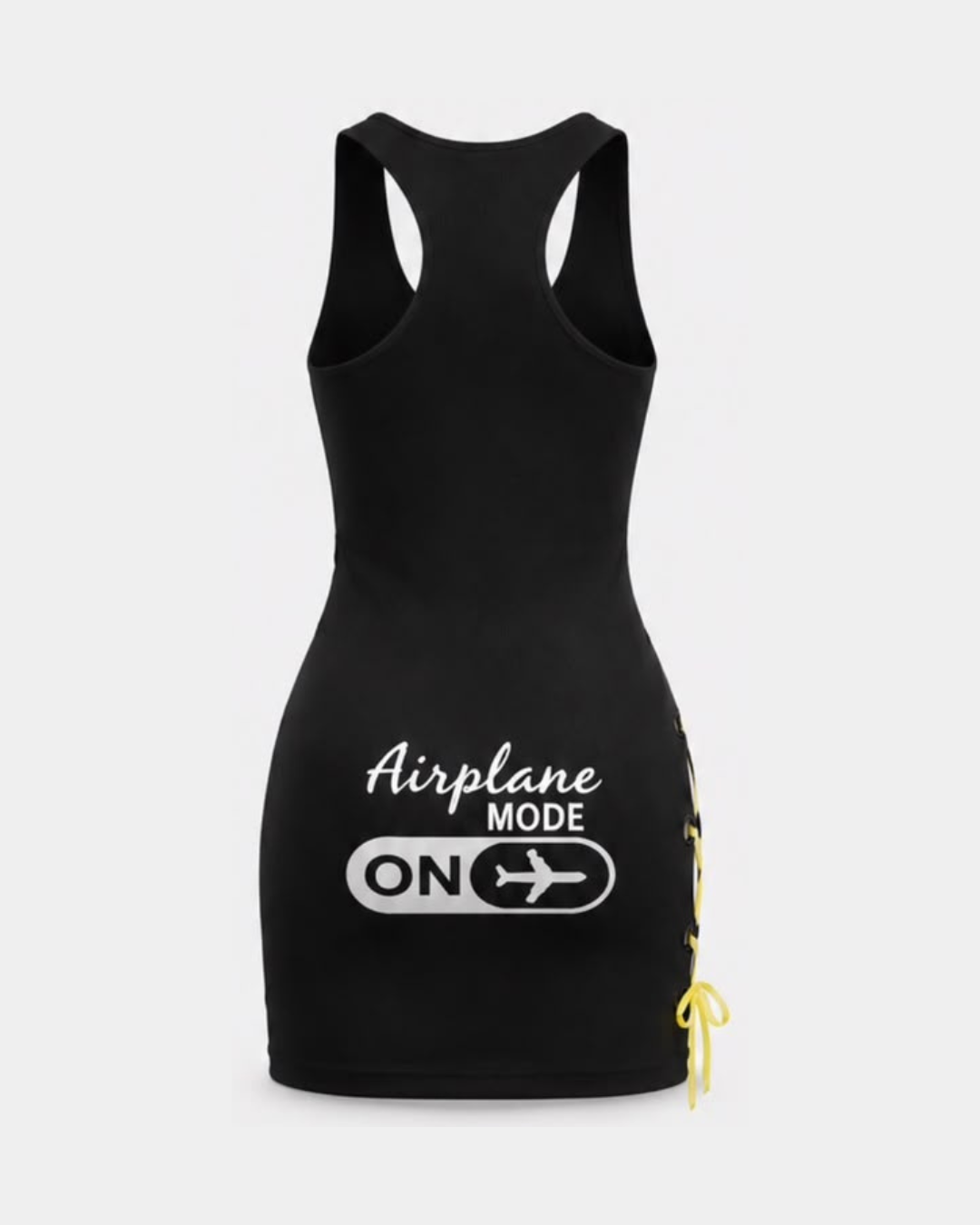 Laced Up Tank Top Dress - Black/Yellow
