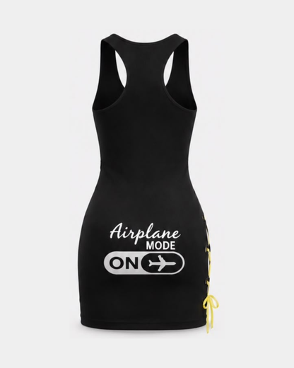 Laced Up Tank Top Dress - Black/Yellow