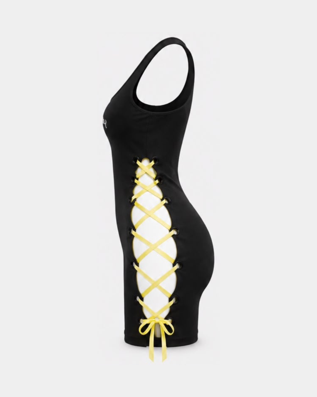 Laced Up Tank Top Dress - Black/Yellow